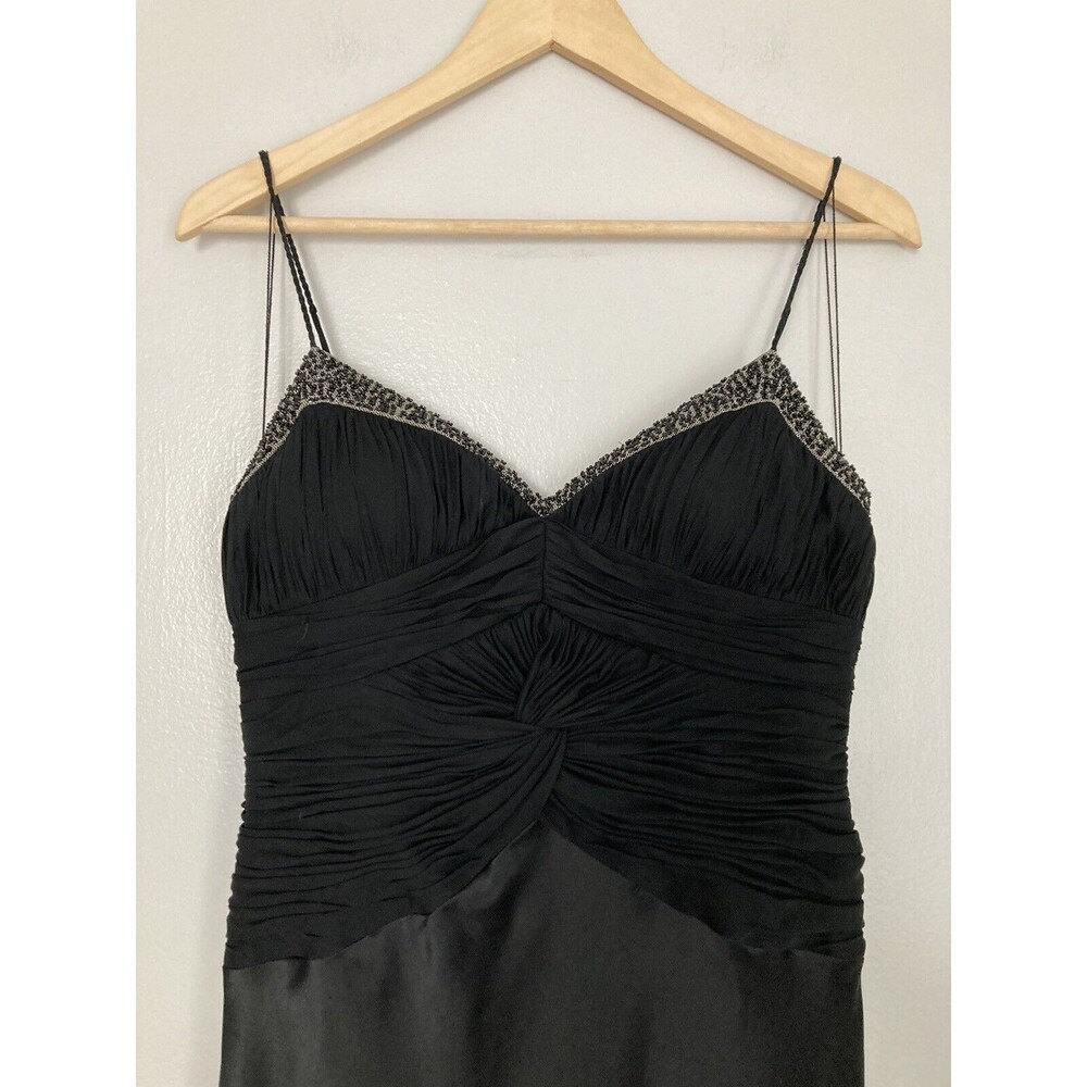 Vintage Papell Evening Boutique Silk Beaded Satin Dress Sleeveless Gown Size 10